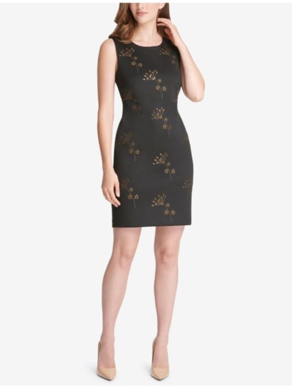 Tommy Hilfiger Black Gold Embellished Sheath Dress Size 4